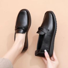 Boots 2023 Spring Flat Shoes For Woman Handsewn Leather Shoes Ladies Soft Sole Loafers Casual Shoes Women Work Shoes Zapatos Mujer