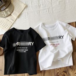 Classic Boys Girls letter printed T-shirt kids short sleeve casual tees 2024 summer children cotton tops clothes S1217