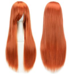 Synthetic Wigs Soowee 30 Colours 32 inch Long Straight Women Party Hairpiece Heat Resistant Synthetic Hair Orange Pink Cosplay Wig 240329