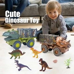 Diecast Model Cars Tyrannosaurus Rex Carrier Car Triceratops Transport Vehicle Truck Toys Fantastic Playset for KidsL2403