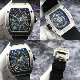 Fashion Watch RM Watch Female Watch RM023 Skeleton Dial Mens Mechanical Watch Barrel Date Display Titanium