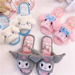 Boots Japanese Style Open Toes Slippers Anime Indoor Slippers Kawaii Home Shoes Woman Flat NonSlip Cartoon Gifts For Girl Blue Pink