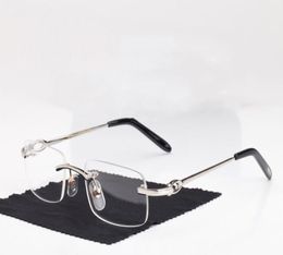 New Fashion Men Optical Frame Glasses Rimless Gold Metal Buffalo Horn Eyewear Clear Lenses Sunglasses occhiali lentes Lunette De S1443162