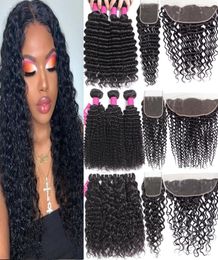 Brazilian Human Hair Bundles with Closure 4X4 Lace Closure or 13X4 Lace Frontal Kinky Curly Deep Wave Loose Straight Body Wave Vir2768262