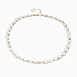 Chains 6mm Baroque Pearl Necklace 925 Sterling Silver Women Jewellery Fresh Water Bead Chain