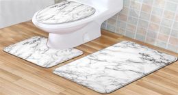 Marble Pattern and Shower Curtain Set Bath Rug 3pcs Bathroom Mat Set Anti Slip Carpet Bath Mat Alfombra Ducha Antideslizante 307L9797529