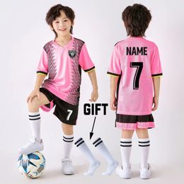 Boys Football Shirts Shorts With Pockets Soccer Jerseys Suits Personalized Custom Childrens Clothing Uniforms 240312