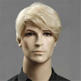 Synthetic Wigs Male Wig Blond Short Hair for Men Side Swept Bangs Costume Man Wig Hair for Cosplay 240328 240327