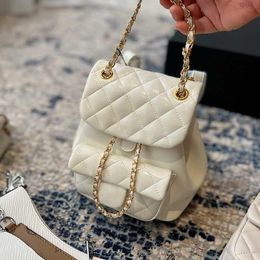 22P Vintage White Classic Mini Flap Quilted Bags Bucket Backpack Gold Metal Chain Hardware Crossbody Shoulder Outdoor Saoche Luxury Des Kxdu