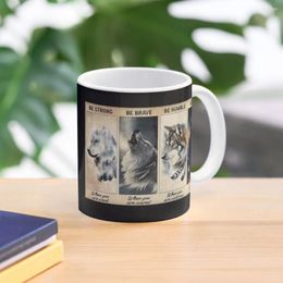 Mugs Wolf Lover - Be Strong When You Are Weak Feather Mystical Spirit Mountain Coffee Mug Custom Cups