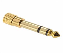 Gold Plated Headphone Stereo Audio Jack Adapter Plug 18 35mm Female to 14 65mm Male Jack Adaptor Plug Golden Whole3310350