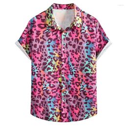 Men's Casual Shirts Colourful Tiger Leopard 3d Print Tropical Floral Hawaiian Shirt Button Down Short Sleeves Summer Beach Blouse