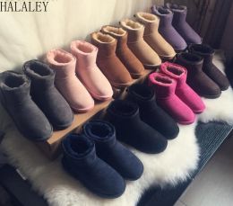 Sandalen Halaley Hochqualität Australien Klassiker Schwarz Mini Schneefell Stiefel echte Kuhleder Frauen Boots warme Winterschuhe Größe 3446