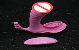 Heating Strapon Butterfly Dildo Vibrator Anal G Spot Clitoris Stimulator Wireless Remote Control Vibrators For Women Sex Toys2130086