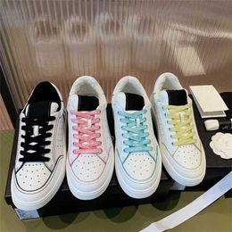 56% OFF shoes 2024 Spring New Fragrant Panda Coloured Casual Sports Thick Sole Colourful Laces Womens Little White Shoes