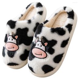 Slippers Unisex Cow Adult House Non-Slip Home Cotton Shoes Plush For Winter Indoor