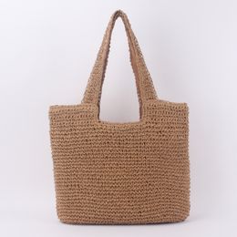 Fashion Simple One Shoulder Straw Bag Mori Style Hand-Woven Bag Casual Versatile Large Capacity Beach Bag