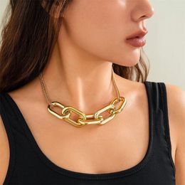 Chains Geometric Large Button Versatile Necklace For Women With Simple Punk Style Exaggerated