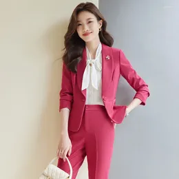 Women's Two Piece Pants Spring And Autumn Business Wear Suit Female 2024 Fashion Dress Formal Beauty Salon Jewelry Shop Workwear