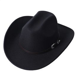 Womens Mens Western Cowboy Hat For Gentleman Lady Winter Autumn Jazz Cowgirl Cloche Sombrero Caps 240311