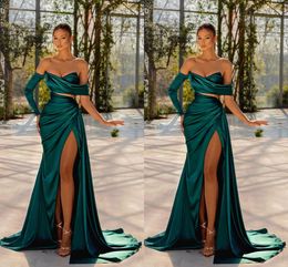 Sexy Turquoise Mermaid Prom Dresses Long for Black Women Sweetheart High Side Split Sweep Train Evening Party Gowns Birthday Pageant Gowns Custom