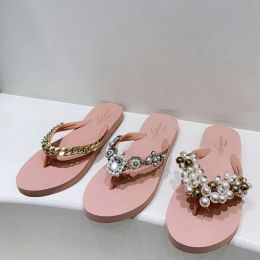 Slippers Summer New Women Slipper Fashion String Bead Decorated Flat Heel Flip Flop Outdoor Beach Slides Slip on Open Toe Sandals