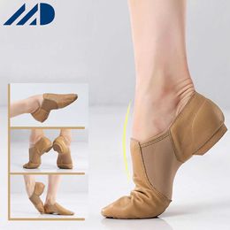 HBP Non-Brand Genuine Leather Jazz Dance Shoes Tan Black Anti Skid Sole Jazz Shoes High Quality Adults Dance Sneakers For Girls Women