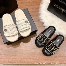 56% OFF Sports shoes 2024 C Family Weaving Casual Elevated Comfort for Womens Summer One line Knitted Flat Bottom Outwear Slippers