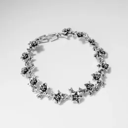 Charm Bracelets 2024 Vintage High Quality Flower Bracelet Elegant Silver Colour Metal For Women Party Wedding Jewellery Gifts