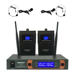 Microphones KV22H2 VHF 2 Bodypack Wireless Microphone Family Party 2 Lapel 2 Headset microphone Wireless Karaoke Microphone System