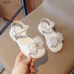 Sandals Baby Sandals for Girls Kids Shoes Princess Summer Girls Sandals 2023 New Cute Mesh Bow Pearl Childrens Shoe Size 7 8 2 10 YearC24318