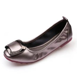 Boots 2022 Women Shoes Ballet Flats Woman Casual Boat Shoes Fashion Loafers Ladies Shine Leisure Party Wedding Microfiber Soft Bottom