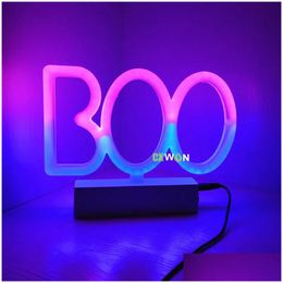 Led Neon Sign Halloween Decoration Light Indoor Night Table Lamp With Battery Or Usb Powered For Party Home Room9445429 Drop Delivery Dhhhs