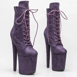 Dance Shoes Leecabe Purple Suede 20CM/8Inch Women's Platform Disco Party High Heels Pole Boot