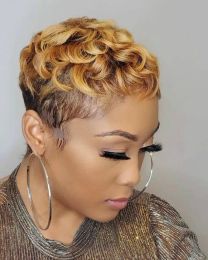 Wigs BeiSDWig Synthetic Curly Wigs for Black/White Women Short Brown Wig with Blonde Bangs Curly Hairstyles for Women