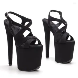 Dress Shoes LAIJIANJINXIA 20CM/8inches Flock Fashion Sexy Exotic High Heel Platform Party Women Modern Sandals Pole Dance 065