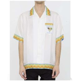 Casablanca beach tennis club print shirts casual loose hawaiian designer men and women short sleeved shirt casablanc polos