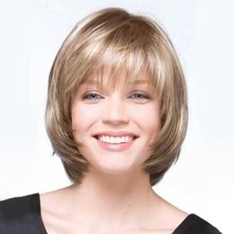 Synthetic Wigs Women Fashion Blonde High Temperature Fiber Short Straight Hair Wig Hairpiece 240328 240327