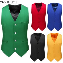 Vests YASUGUOJI New Wedding Dress Highquality Men's Fashion Design Suit Vest Plus Size Men's Business Casual Suit Vest 15colors