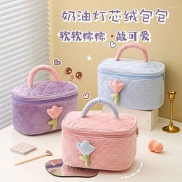 Cosmetic Bags Brand Designer Flower Corduroy Plaid Quilted Women's Makeup Bag Sweet Storage Bucket