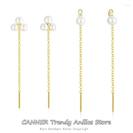 Dangle Earrings CANNER 925 Sterling Silver Long Tassel Ear Cords Simple Pearl Line Drop For Women Valentine's Day Plata Jewellery