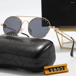 Sunglasses 2024 Round Women Men Designer Metal Frame Gradient Sun Glasses For Ladies Elegant Eyewear