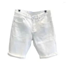 Men's Shorts Casual Short Trousers Retro Zipper Summer Pure Colour Knee Length Denim Slim