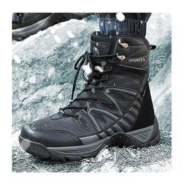 HBP Non-Brand Winter new plush warm snow boots High top mountain climbing shoes Outdoor Mens shoes combat boots training boots