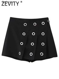 Women's Shorts ZEVITY Women Fashion Buttonhole Decoration Press Pleats Mini Skirt Shorts Lady Zipper Hot Shorts Chic Pantalone Cortos QUN5165C243128