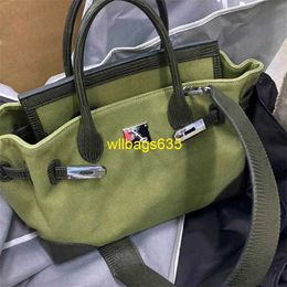 Tote Bags Genuine Leather Bk Habdbags Canvas Bag 2024 New Autumnwinter Platinum Womens Bag Small Insider One Shoulder Army Green Crossbody Ha have logo HBH1JK