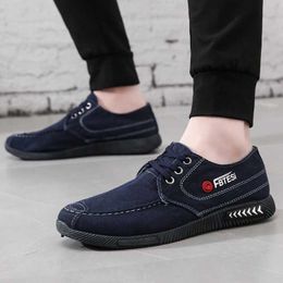 HBP Non-Brand Wholesale latest new trend denim navy lace up men wear casual canvas shoes