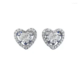 Stud Earrings S925 Silver European And American Fashion Personality Fat Heart Shaped High Carbon Diamond