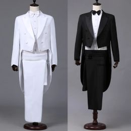 Suits Tuxedo Dress Suits Men Embroidery Shiny Lapel Tail Coat Tuxedo Wedding Groom Tailcoats Party Stage Singer Suits Dress Coat Tails