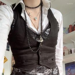 Canottiere da donna Gilet elegante da donna Gilet con spalle scoperte Gilet da smoking Abito vintage Steampunk Jacquard Stile punk Corsetto